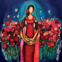 Shazly Khan, Daughters are precious, 20 x 20 Inch, Acrylic on Canvas, Figurative Paintings, AC-SZK-155 Shazly Khan, Daughters are precious, 20 x 20 Inch, Acrylic on Canvas, Figurative Paintings, AC-SZK-155